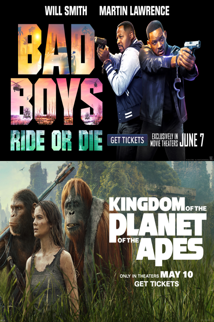 (9:15PM) BAD BOYS: RIDE OR DIE + (11:35PM) KINGDOM OF PLANET OF THE APES